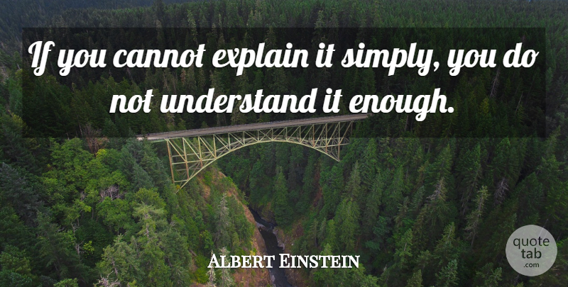 Albert Einstein Quote About Success, Teaching, Data: If You Cannot Explain It...