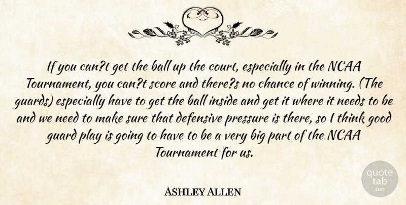 Ashley Allen Quote About Ball, Chance, Defensive, Good, Guard: If You Cant Get The...
