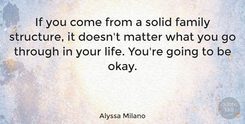 Alyssa Milano Quote About Family, Life, Solid: If You Come From A...