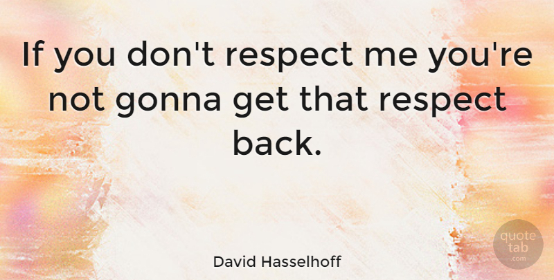 David Hasselhoff Quote About Respect Me, Ifs: If You Dont Respect Me...