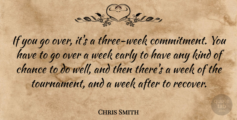 Chris Smith Quote About Chance, Early, Week: If You Go Over Its...