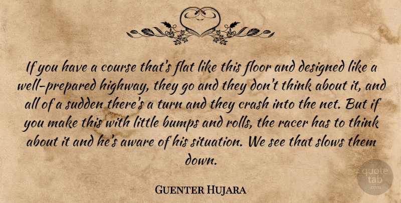 Guenter Hujara Quote About Aware, Bumps, Course, Crash, Designed: If You Have A Course...