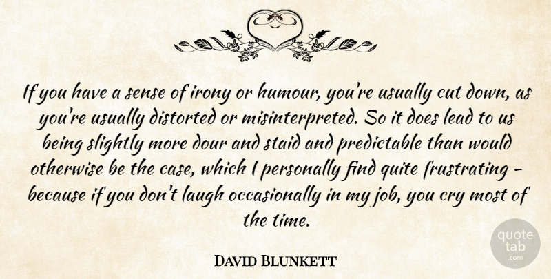 David Blunkett Quote About Cry, Cut, Distorted, Irony, Laugh: If You Have A Sense...