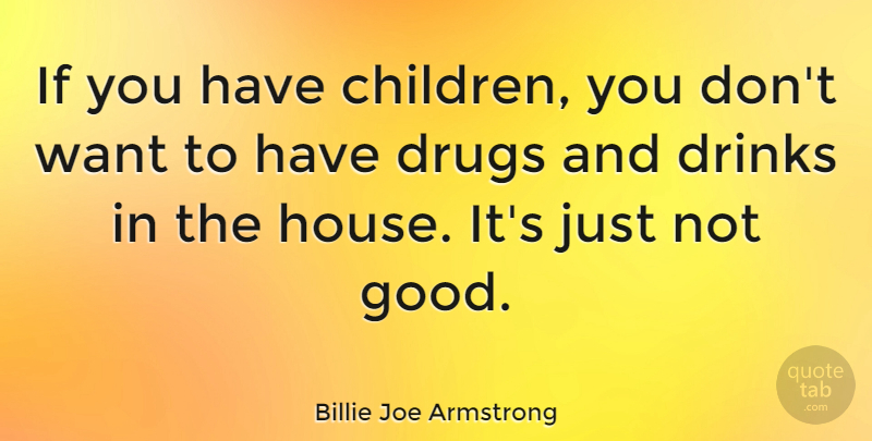 Billie Joe Armstrong Quote About Children, House, Drug: If You Have Children You...