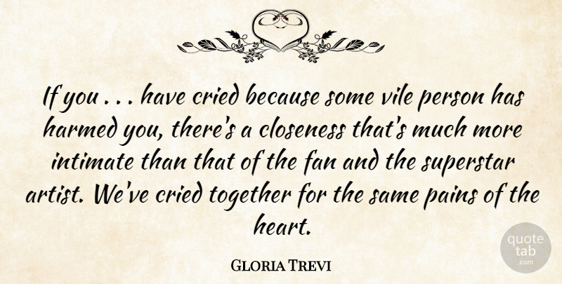 Gloria Trevi Quote About Closeness, Cried, Fan, Intimate, Pains: If You Have Cried Because...