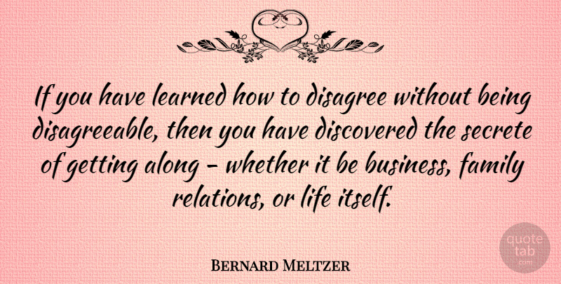 Bernard Meltzer Quote About Keys, Relation, Business Family: If You Have Learned How...