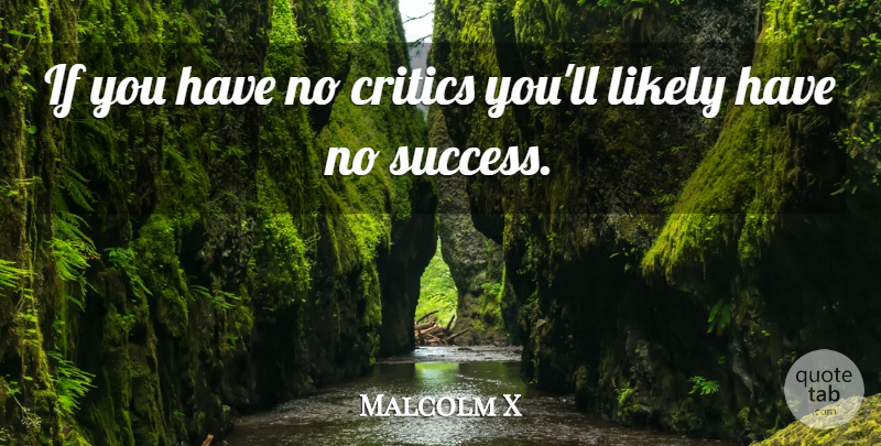Malcolm X Quote About Motivational, Success, Congratulations: If You Have No Critics...