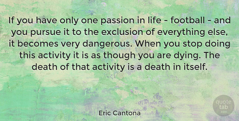 Eric Cantona Quote About Football, Passion, Dying: If You Have Only One...