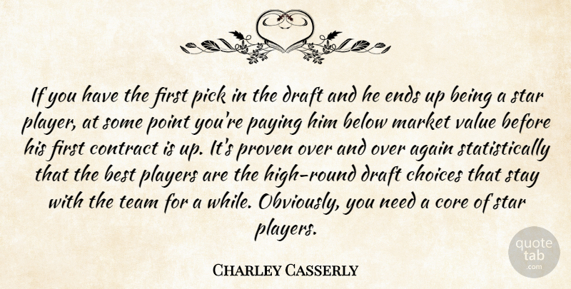 Charley Casserly Quote About Again, Below, Best, Choices, Contract: If You Have The First...