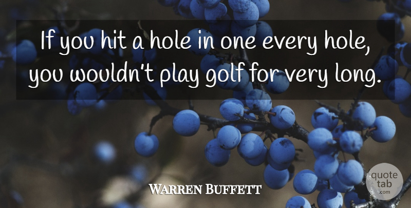 Warren Buffett Quote About Golf, Play, Long: If You Hit A Hole...