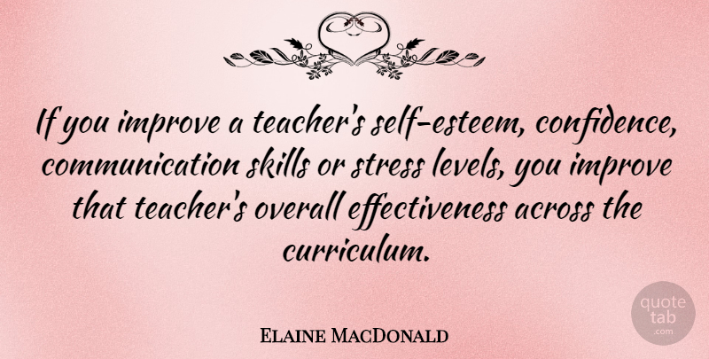 Elaine MacDonald Quote About Across, Communication, Improve, Overall, Skills: If You Improve A Teachers...