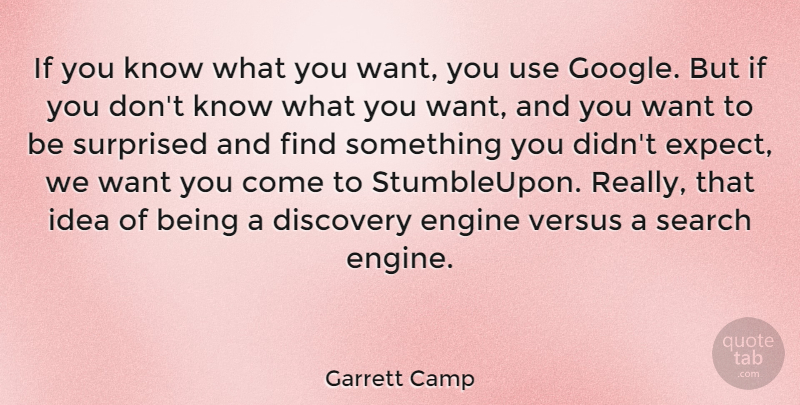 Garrett Camp Quote About Engine, Surprised, Versus: If You Know What You...