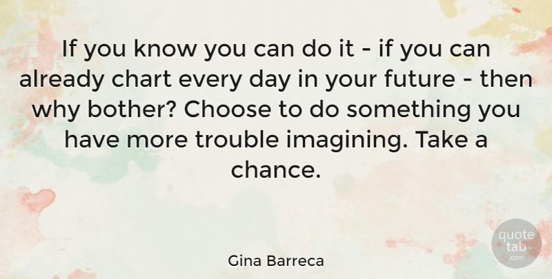 Gina Barreca Quote About Take A Chance, Trouble, Your Future: If You Know You Can...
