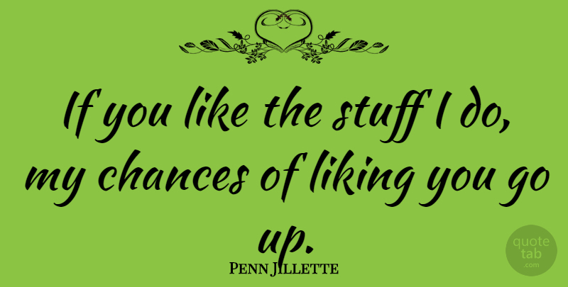 Penn Jillette Quote About Stuff, Chance, Like You: If You Like The Stuff...