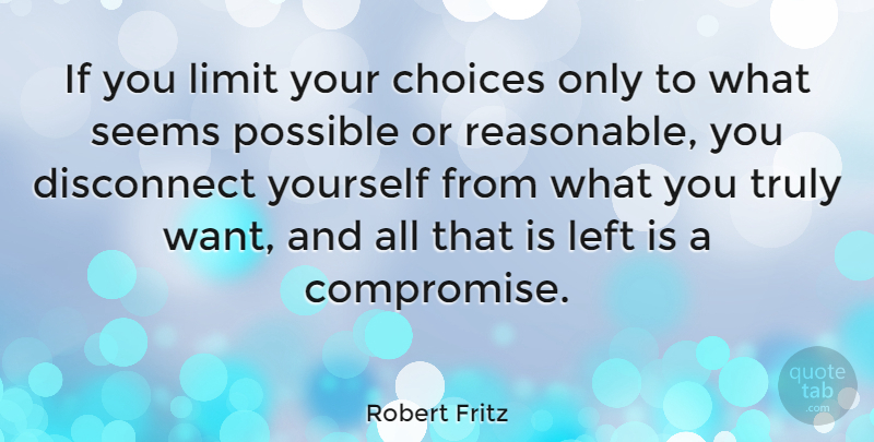 Robert Fritz Quote About Inspirational, Motivational, Spiritual Vision: If You Limit Your Choices...