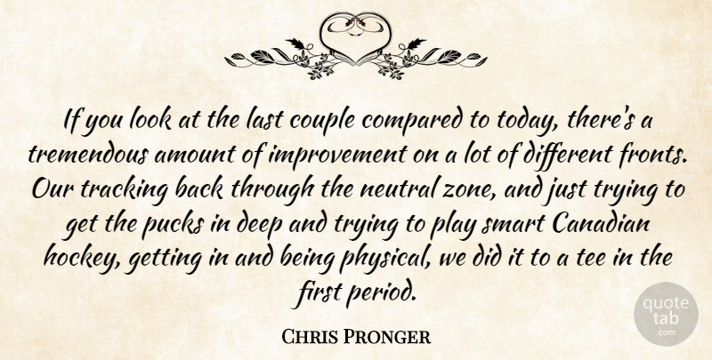 Chris Pronger Quote About Amount, Canadian, Compared, Couple, Deep: If You Look At The...