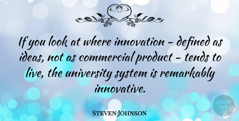 Steven Johnson Quote About Ideas, Innovation, Looks: If You Look At Where...