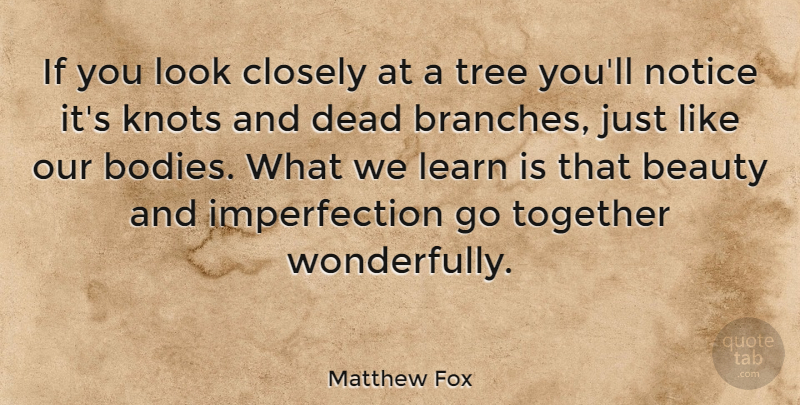 Matthew Fox Quote About Beauty, Imperfection, Tree: If You Look Closely At...