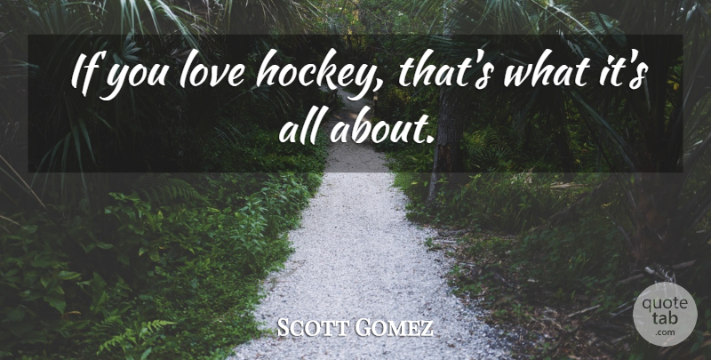Scott Gomez Quote About Love: If You Love Hockey Thats...