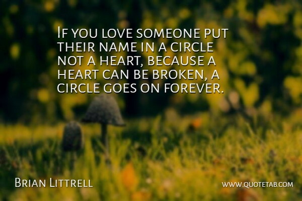 Brian Littrell Quote About Circle, Goes, Heart, Love, Name: If You Love Someone Put...