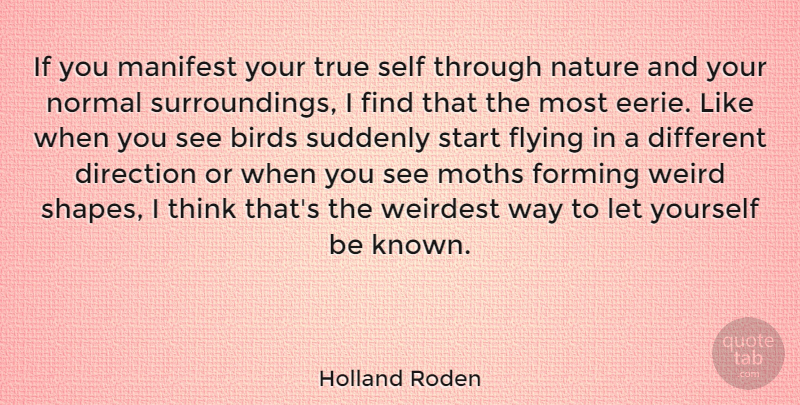 Holland Roden Quote About Birds, Direction, Flying, Forming, Manifest: If You Manifest Your True...