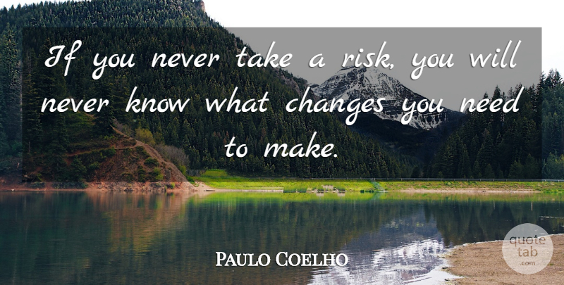 Paulo Coelho Quote About Risk, Needs, Ifs: If You Never Take A...