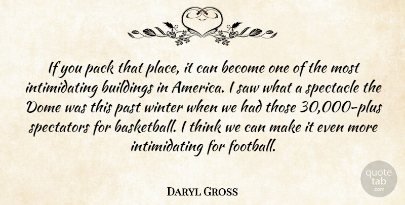 Daryl Gross Quote About Buildings, Dome, Pack, Past, Saw: If You Pack That Place...