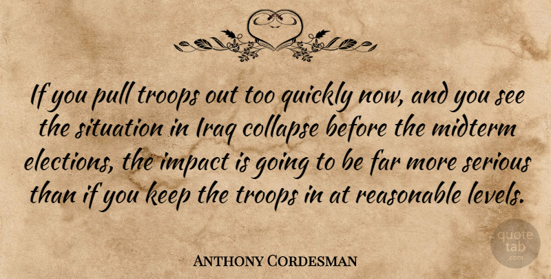 Anthony Cordesman Quote About Collapse, Far, Impact, Iraq, Pull: If You Pull Troops Out...