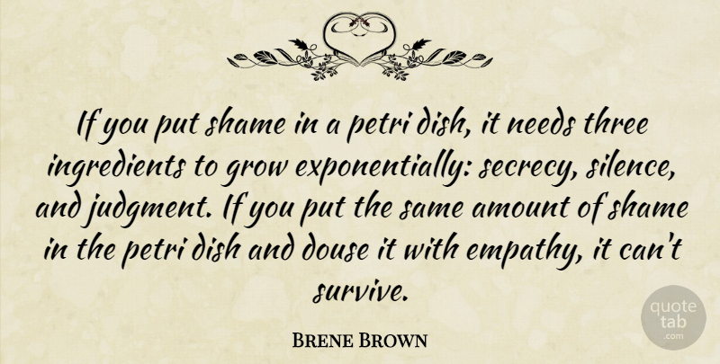 Brene Brown Quote About Empathy, Silence, Three: If You Put Shame In...