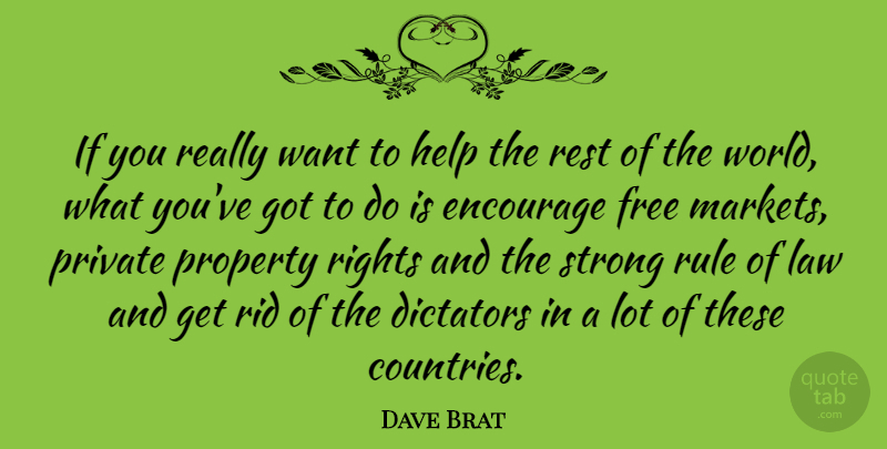 Dave Brat Quote About Dictators, Encourage, Free, Help, Law: If You Really Want To...