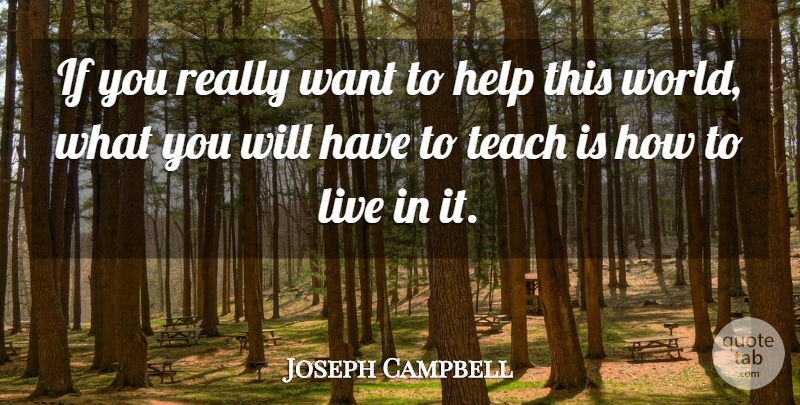 Joseph Campbell Quote About World, Want, Helping: If You Really Want To...