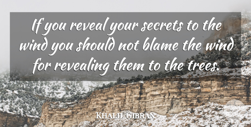 Khalil Gibran Quote About Blame, Reveal, Revealing, Secrets, Wind: If You Reveal Your Secrets...