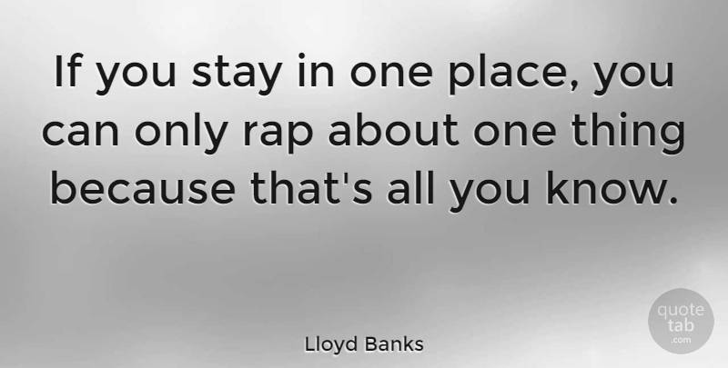 Lloyd Banks Quote About Rap, One Thing, Ifs: If You Stay In One...