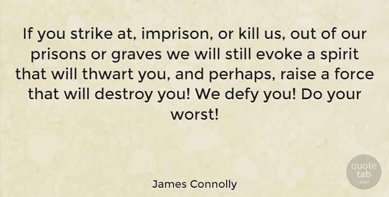 James Connolly Quote About Spirit, Republican, Prison: If You Strike At Imprison...