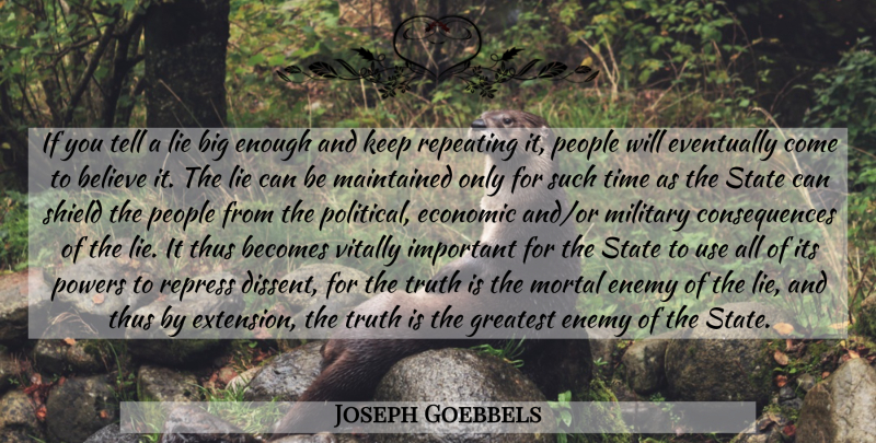 Joseph Goebbels Quote About Military, Lying, Believe: If You Tell A Lie...