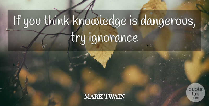 Mark Twain Quote About Ignorance, Knowledge: If You Think Knowledge Is...