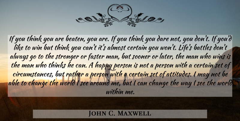 John C. Maxwell Quote About Attitude, Winning, Men: If You Think You Are...