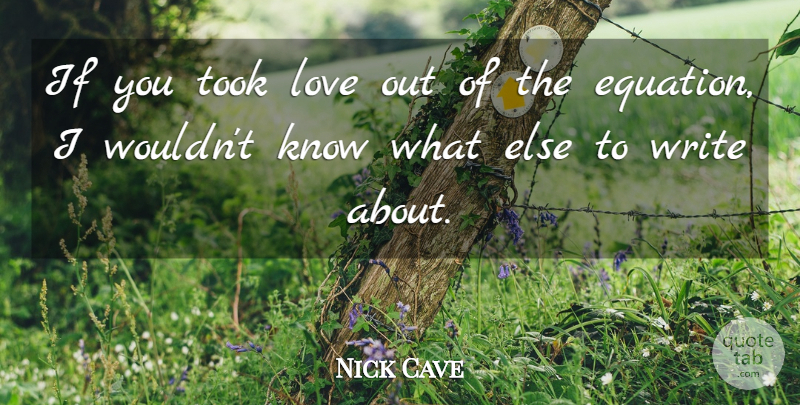 Nick Cave Quote About Writing, Equations, Ifs: If You Took Love Out...
