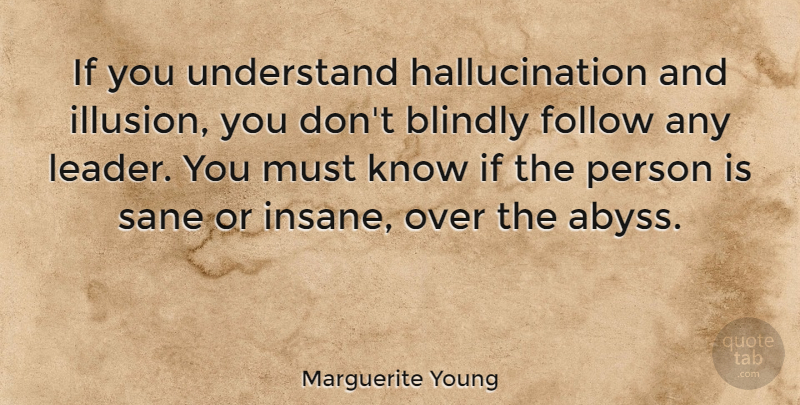 Marguerite Young Quote About Leadership, Insane, Hallucinations: If You Understand Hallucination And...