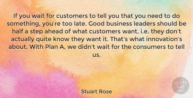 Stuart Rose Quote About Leader, Waiting, Innovation: If You Wait For Customers...