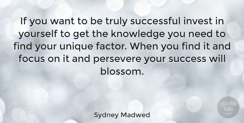 Sydney Madwed Quote About American Businessman, Invest, Knowledge, Persevere, Successful: If You Want To Be...