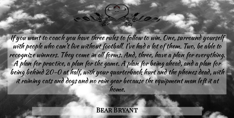 Bear Bryant Quote About Football, Dog, Hurt: If You Want To Coach...