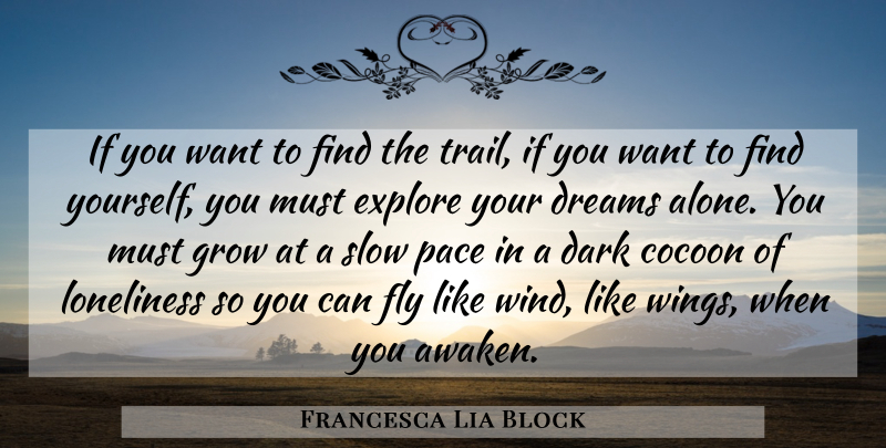 Francesca Lia Block Quote About Dream, Loneliness, Dark: If You Want To Find...
