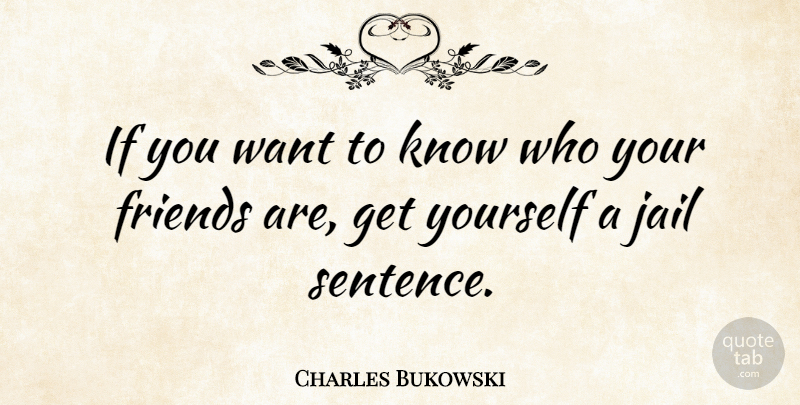 Charles Bukowski Quote About Friendship, Jail, Interesting: If You Want To Know...