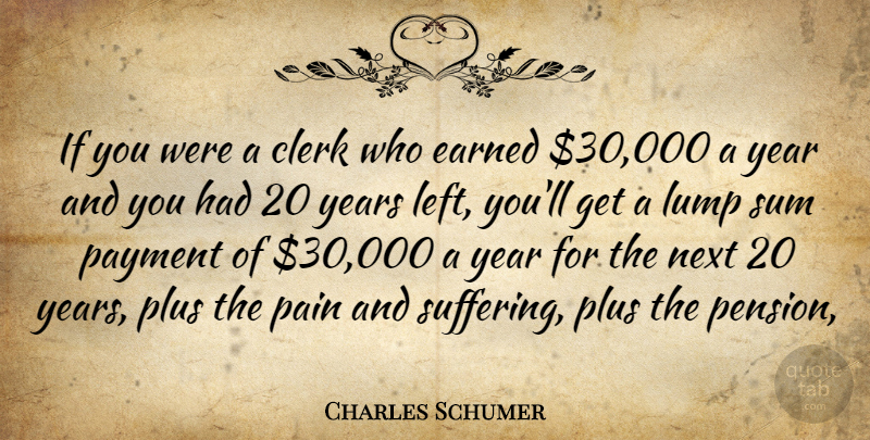 Charles Schumer Quote About Clerk, Earned, Lump, Next, Pain: If You Were A Clerk...