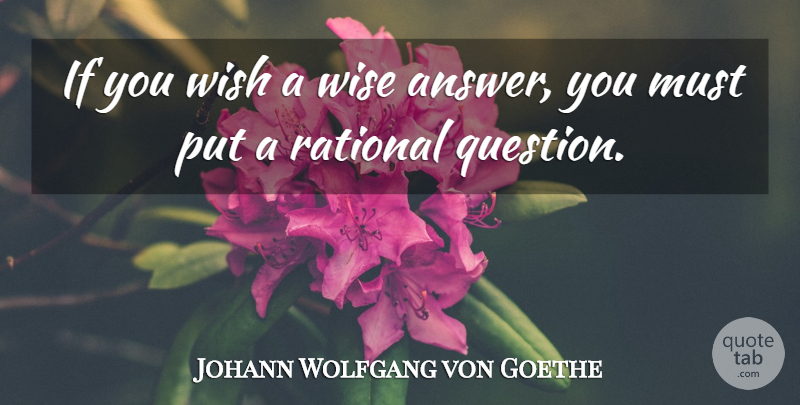 Johann Wolfgang von Goethe Quote About Wise, Wish, Answers: If You Wish A Wise...