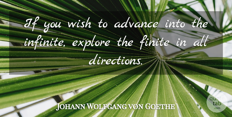 Johann Wolfgang von Goethe Quote About Wish, Infinite, Ifs: If You Wish To Advance...