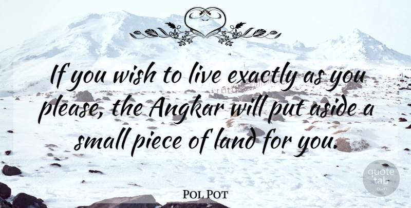 Pol Pot Quote About Land, Wish, Pieces: If You Wish To Live...