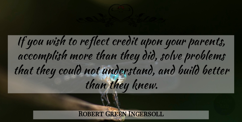 Robert Green Ingersoll Quote About Accomplish, Build, Reflect, Solve, Wish: If You Wish To Reflect...