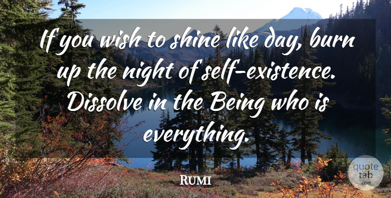 Rumi Quote About Night, Self, Shining: If You Wish To Shine...